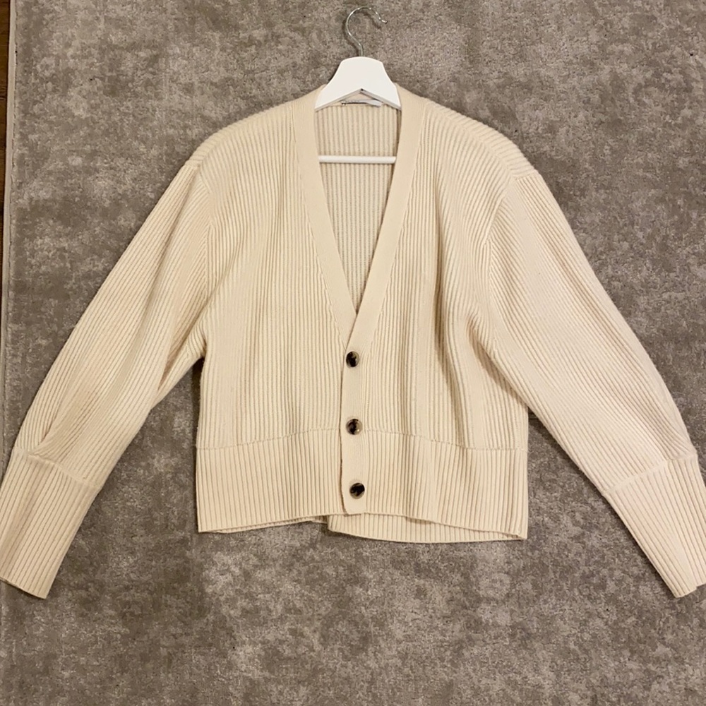 Baldwin BLDWN Cream  Cashmere Cropped Cardigan